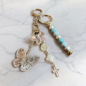 Silver Toned Butterfly Detachable Keychain